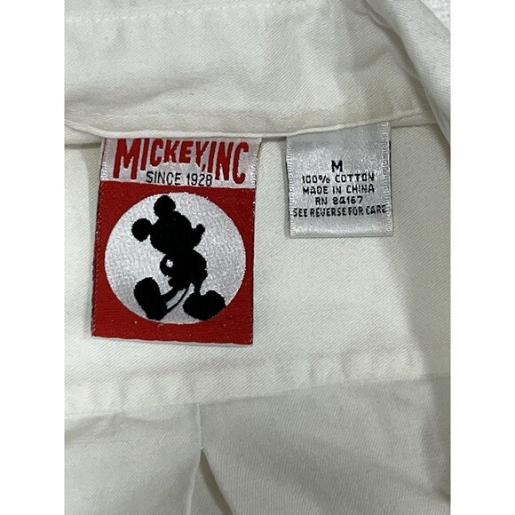 Vintage Mickey, Inc Long sleeve button Up White Medium 90s Disney Mickey Mouse - Picture 3 of 3